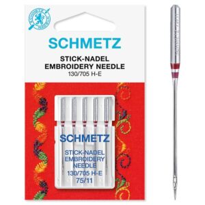 Set 5 Ace Broderie SCHMETZ, Finete ac intre 75-90, pentru masina de brodat, Sistem Ac 130/705 H