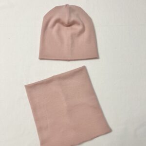 Set Caciulă și Fular din lână Merinos Fluffy Clouds – Old Rose