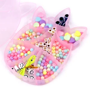Set mărgele de înșirat în cutie – Unicorn Roz